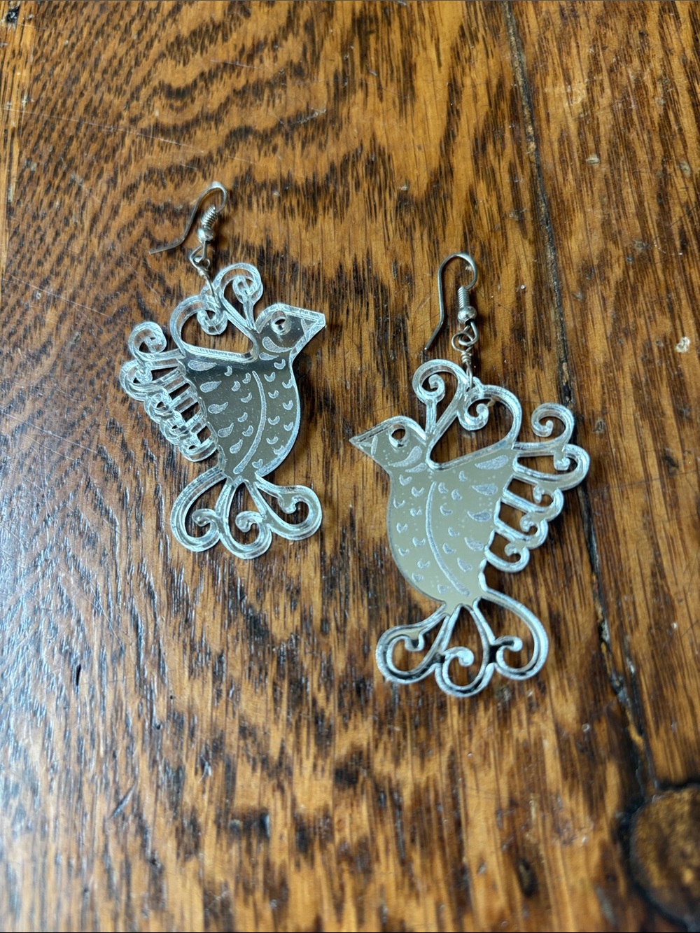 Silver Bird Dangle Earrings - Lightweight Bird Design